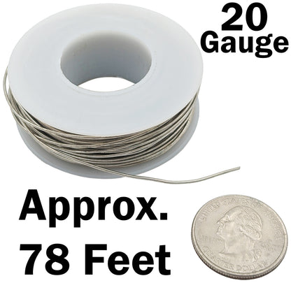 78 Feet 20 Gauge Silver Color Tinned Copper Crafting Wire, Uninsulated