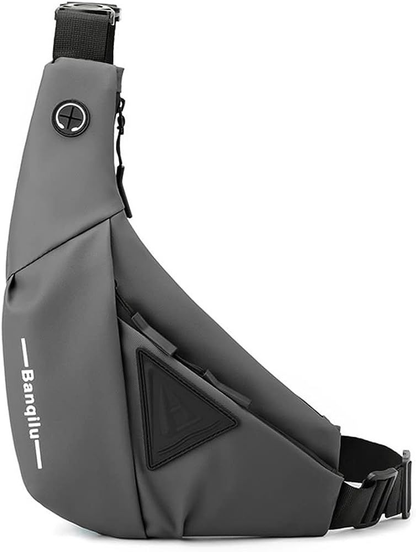 TINYAT Crossbody Bag for Men, Large Capacity Sling Pocket Hiking Grey