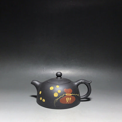 vintage chinese yixing purple clay teapot zisha ceremony carving Collectible art