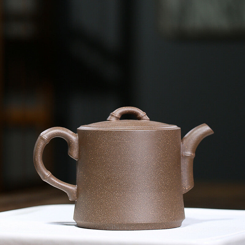 China Real Yixing Zisha Duan Clay Tea Pot Bamboo Carved 200ml Handmade Pot 6.8oz