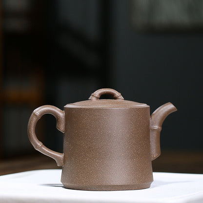 China Real Yixing Zisha Duan Clay Tea Pot Bamboo Carved 200ml Handmade Pot 6.8oz