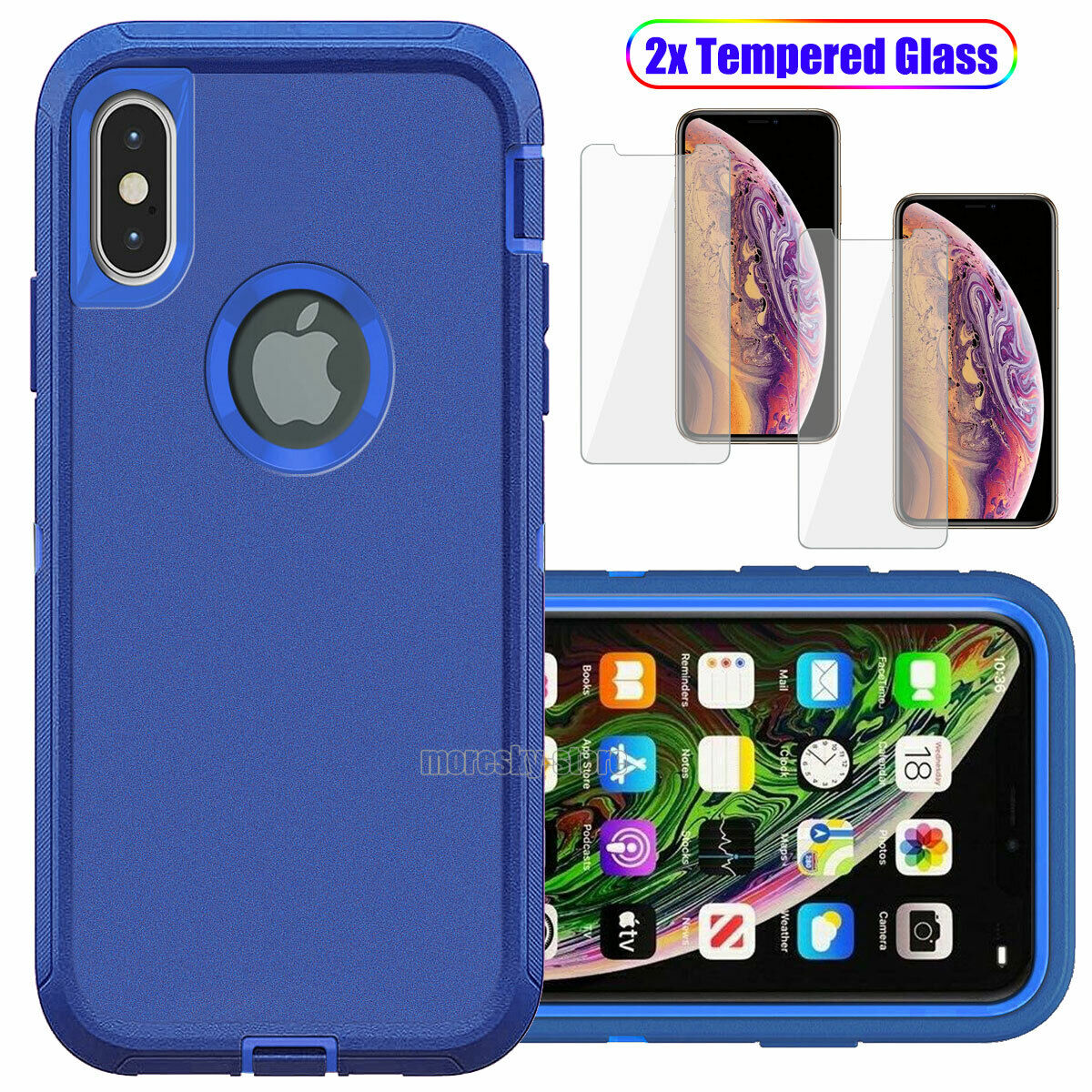 For Apple iPhone XR Case Shockproof Hard Cover with Glass Screen Protector