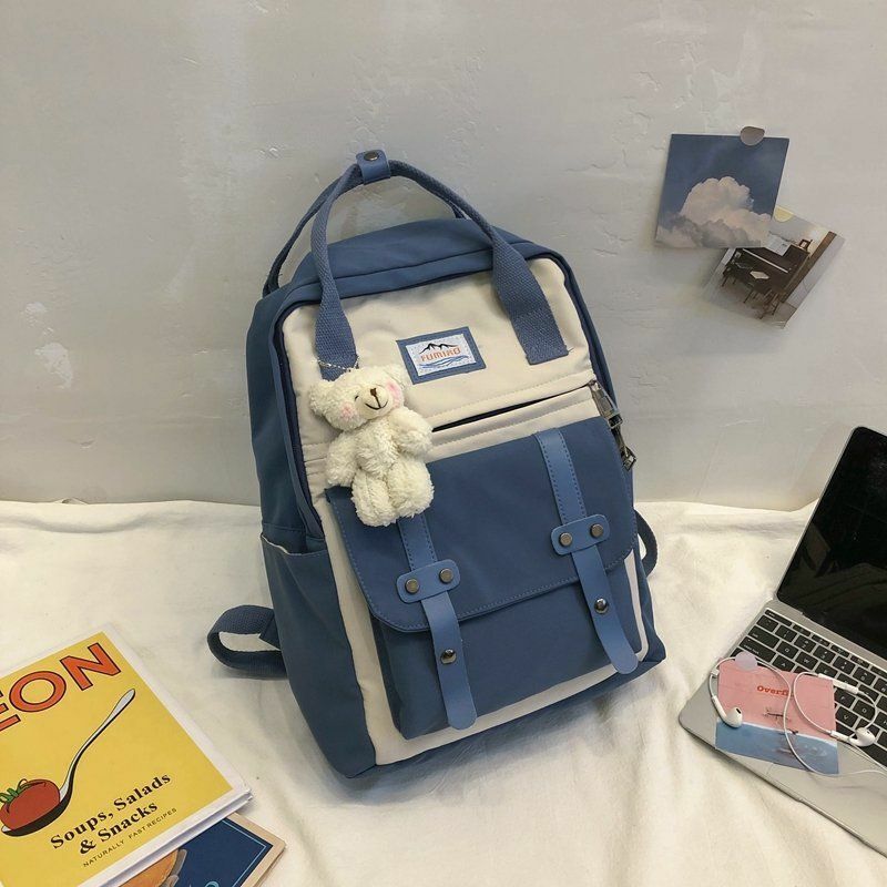 Backpack Women Large Capacity School Tote Rucksack Girls Patchwork Laptop Travel