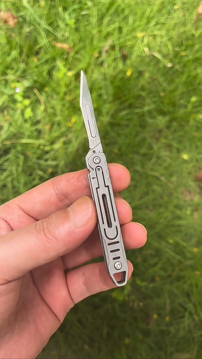 Folding Utility Knife Scalpel Blade Paper Cutter Pocket Outdoor EDC Keychain