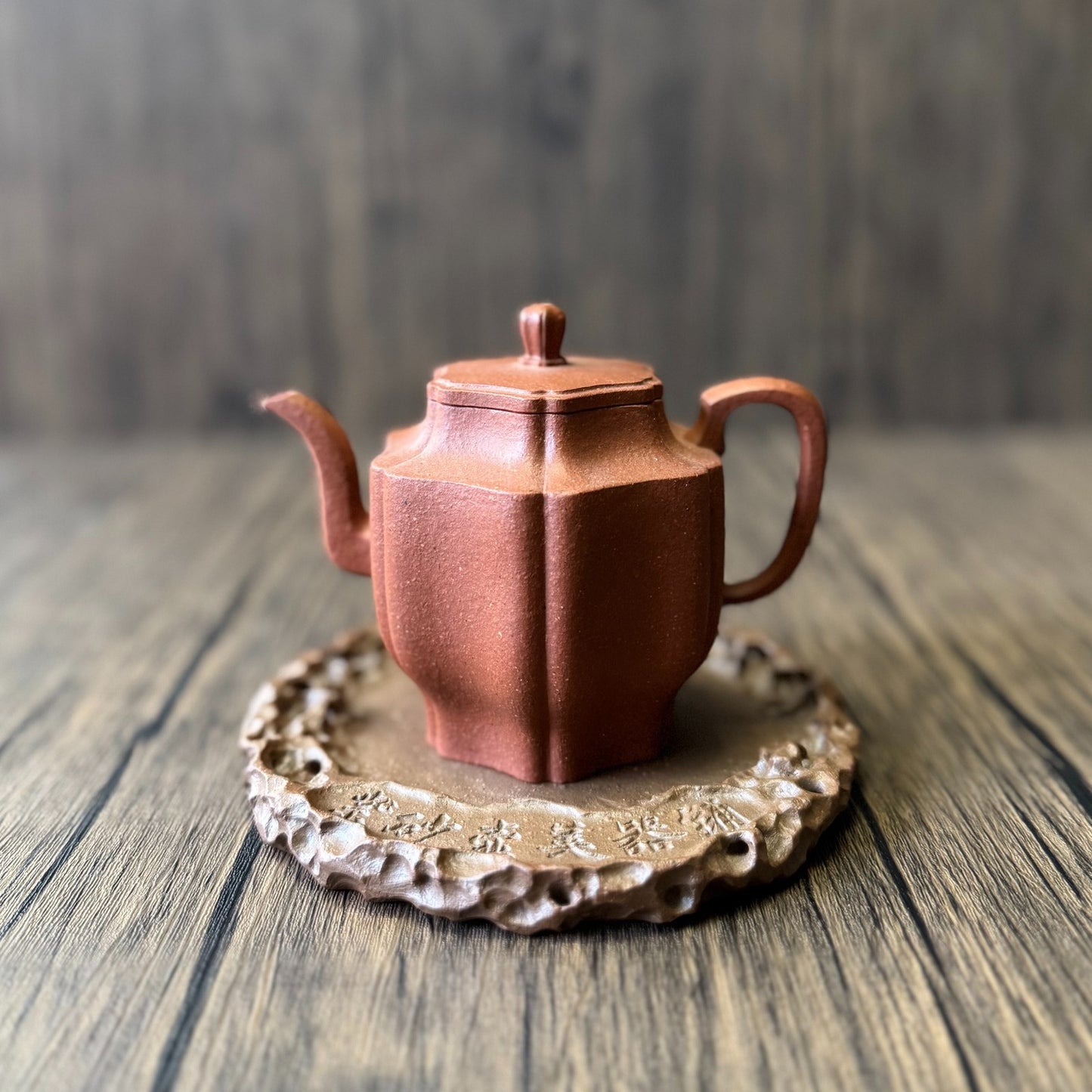 Chinese Purple Clay Pot Health Trays With Vintage Ribbed Fluted pots