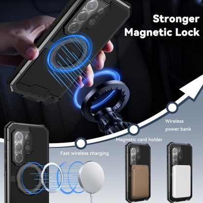 Magnetic Armor Case for Samsung S26Ultrax with 360° Kickstand Wireless Charging