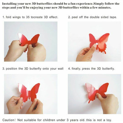 Butterfly Wall Furniture Stickers Home Poster Kitchen Room Adhesive Decoration
