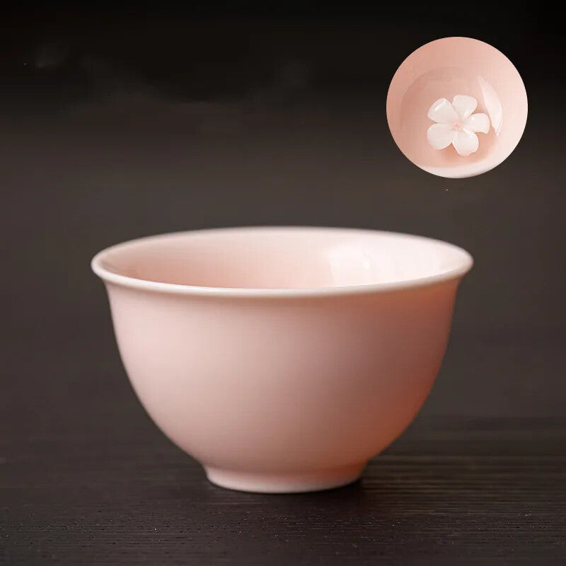 Hand-kneading Flowers Ceramic Teacup Handmade Porcelain Tea Cup Chinese Teaware