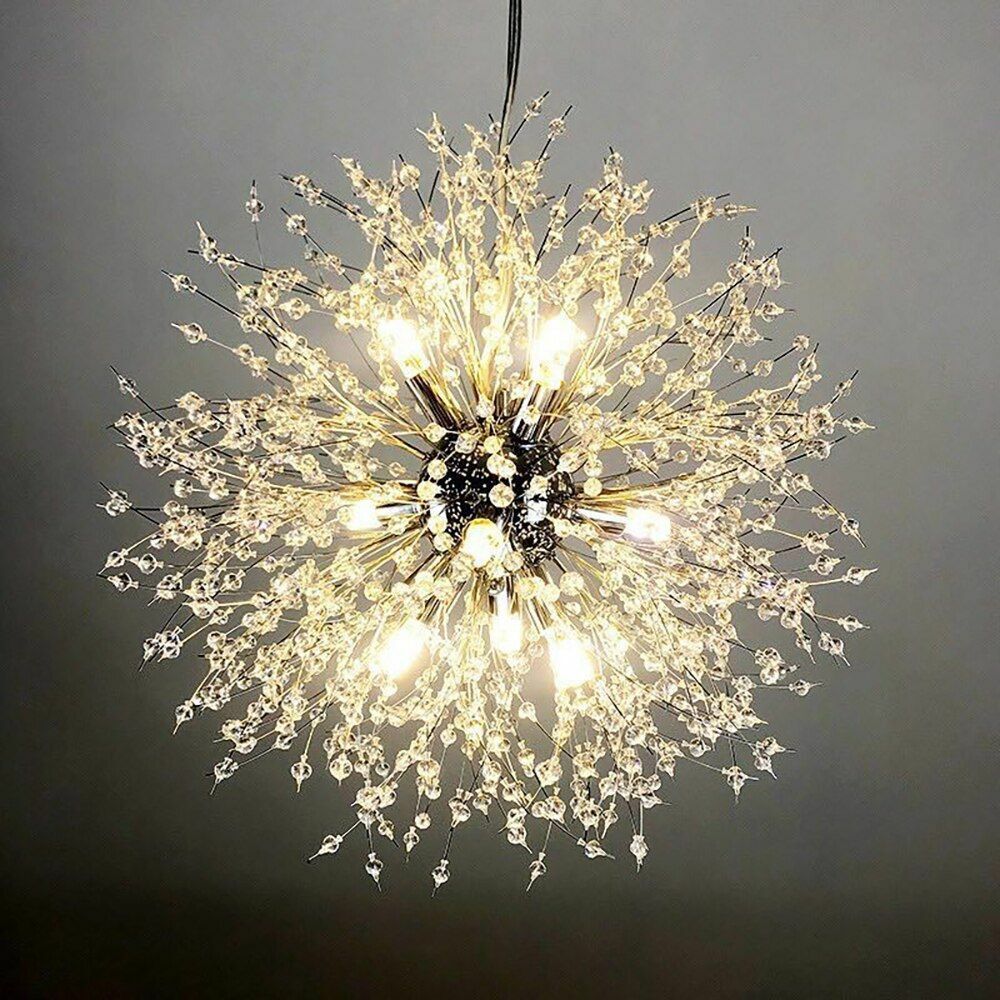 Modern Crystal Dandelion Chandelier Lighting Pendant Lamp Living Room Dining G9