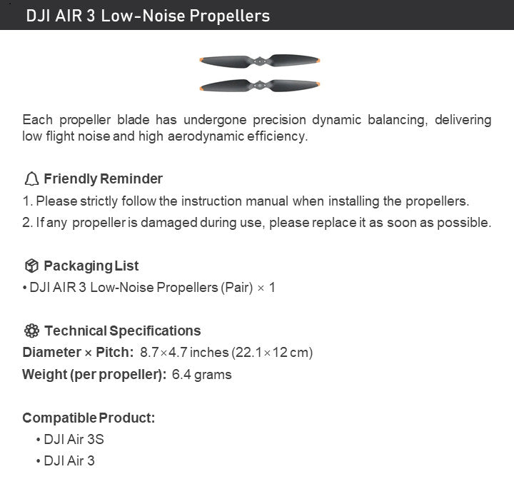 DJI AIR 3 Low-Noise Propellers (Pair) For Air 3 / Air 3S