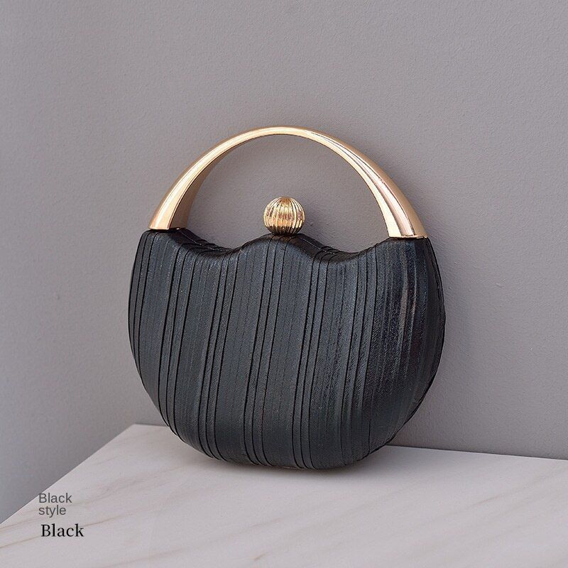 Vintage Dinner Bag Round Party Purse Shoulder Bag Synthetic Handbag Shell Pink