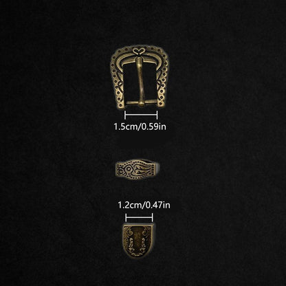 Women Belt Buckles 3Pcs Vintage Carved Metal Pin Jeans Waistband DIY Accessories