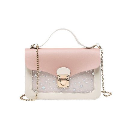 Cover Lock Small Square Purse Sequined Star Print Artificial Leather 21*13*4.5CM