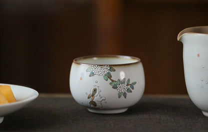 1x 80cc China Song Dynasty Antique master tea cup ruyao White Rabbit ceramic cup