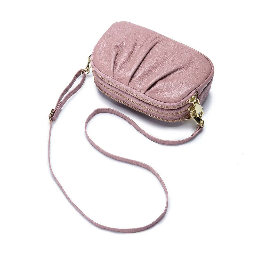 Women Cloud Bag Genuine Bag Three Layers of Shoulder Messenger Bag Handbag