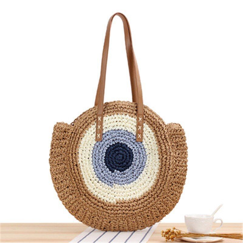 Large Capacity Round Zipper Bag Handmade Summer Beach Travel Holiday Women Bags