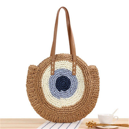 Large Capacity Round Zipper Bag Handmade Summer Beach Travel Holiday Women Bags