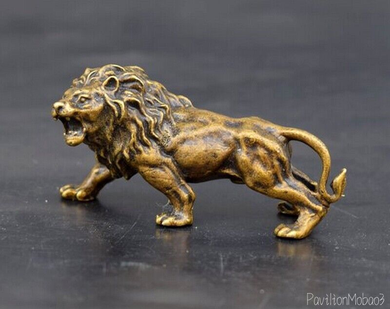 Brass Male Lion Statue Animal Decor