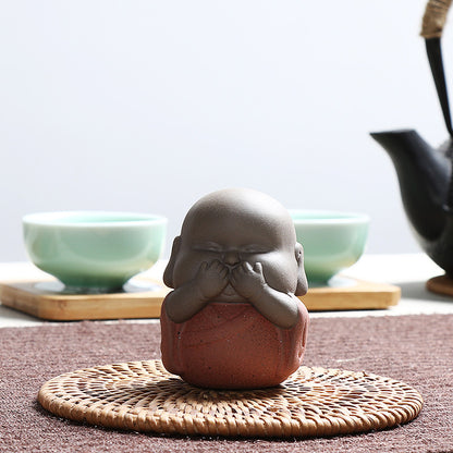 2.6“Novelty Tea Pet Yixing Zisha Purple Clay Statue Lovely Figurine Mini Pet
