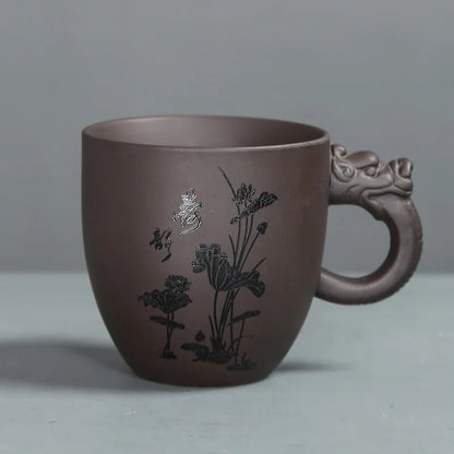 Tradition Purple Clay Teacup with Handle Tea Cup Customized Household Tea Sets