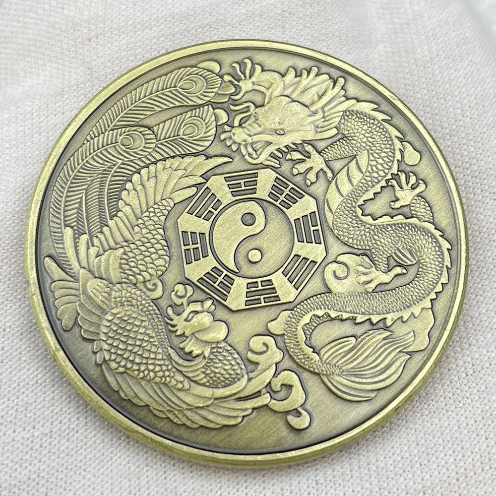 Chinese Dragon Phoenix Commemorative Coin Taiji Eight Diagram Collection Coin