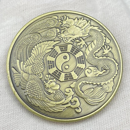 Chinese Dragon Phoenix Commemorative Coin Taiji Eight Diagram Collection Coin