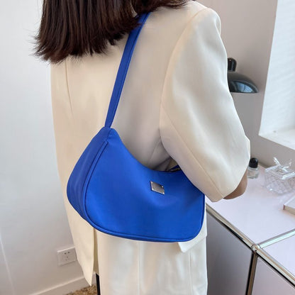 Solid Color Shoulder Bag Messenger Handbags Nylon Handbag Retro Underarm Purse