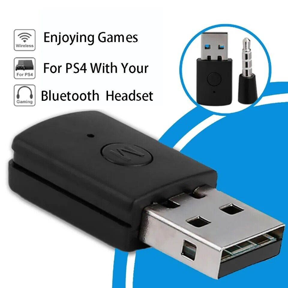 For PS4 Bluetooth Wireless USB Adapter Dongle Receiver for Headphone Microphone