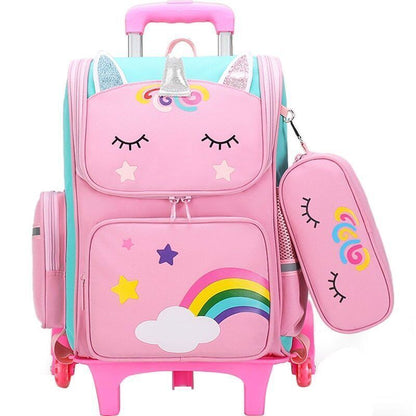 School Bags Backpack girls Trolley Bag Wheels Student Kids Backpack Bag