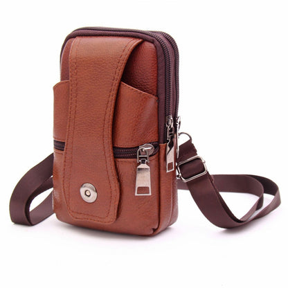 Men Large Capacity Belt Shoulder Bags Leather Waist Bag Multifunction Fanny Pack