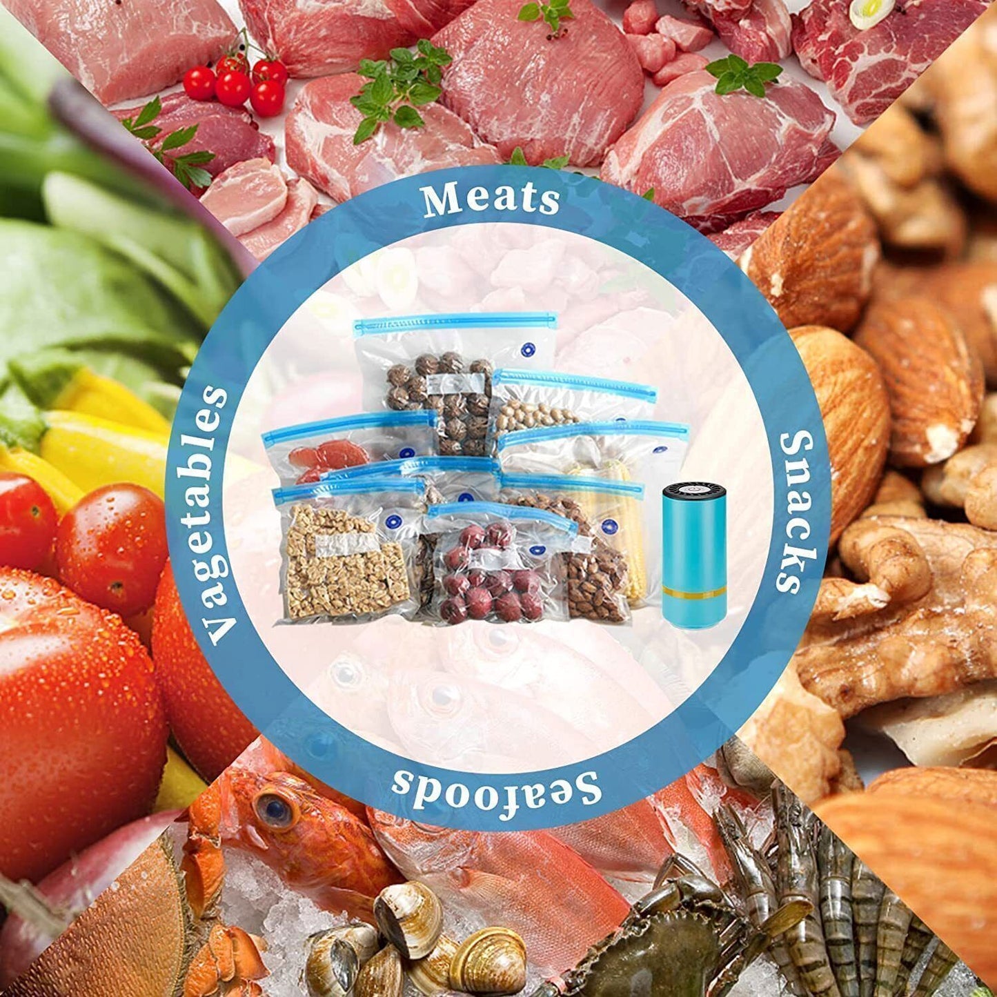 Electric Vacuum Sealer Food Saver Machine With 30Pcs Sous Vide Bags Reusable Bag