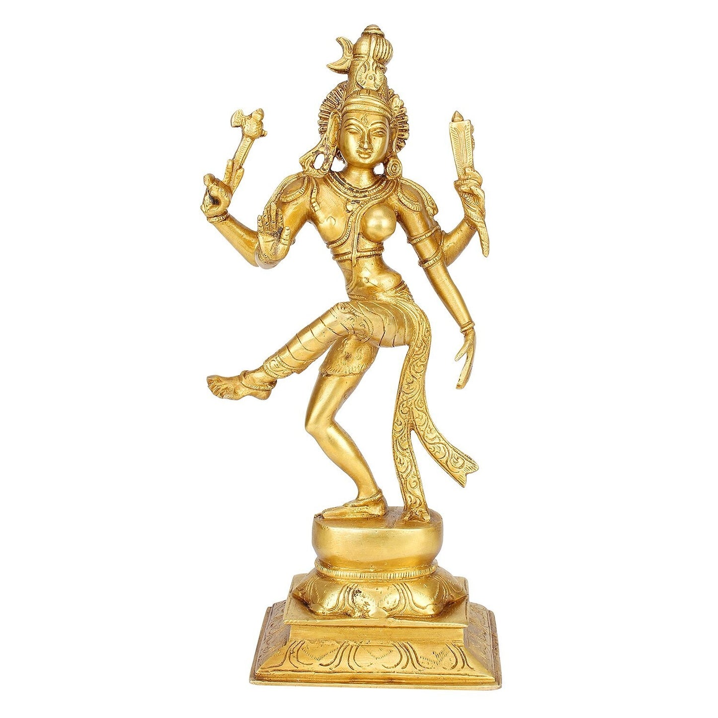 Hindu God Lord Brass Ardhanarishvara Idol Dancing Posture Statute Figurine