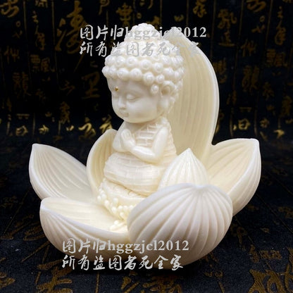 Kid Shakyamuni Buddha Statue Lotus Base Zen Buddhism Car Home Shrine Decor