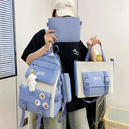 3PCS Children's Teen School Bag Four-piece Bag, Handbag Student Backpack