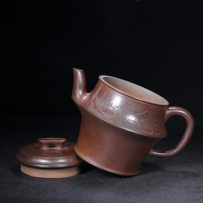 Chinese Yixing Zisha Clay Handmade Exquisite Teapot （轮（柴烧窑变） 底款：邵全章）