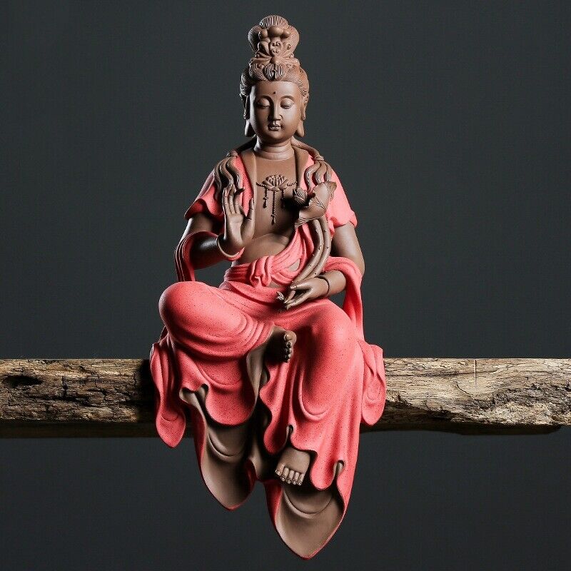 Full Handmade Tea Pet Buddha Statue Real Yixing Zisha Purple Clay Decoration Big