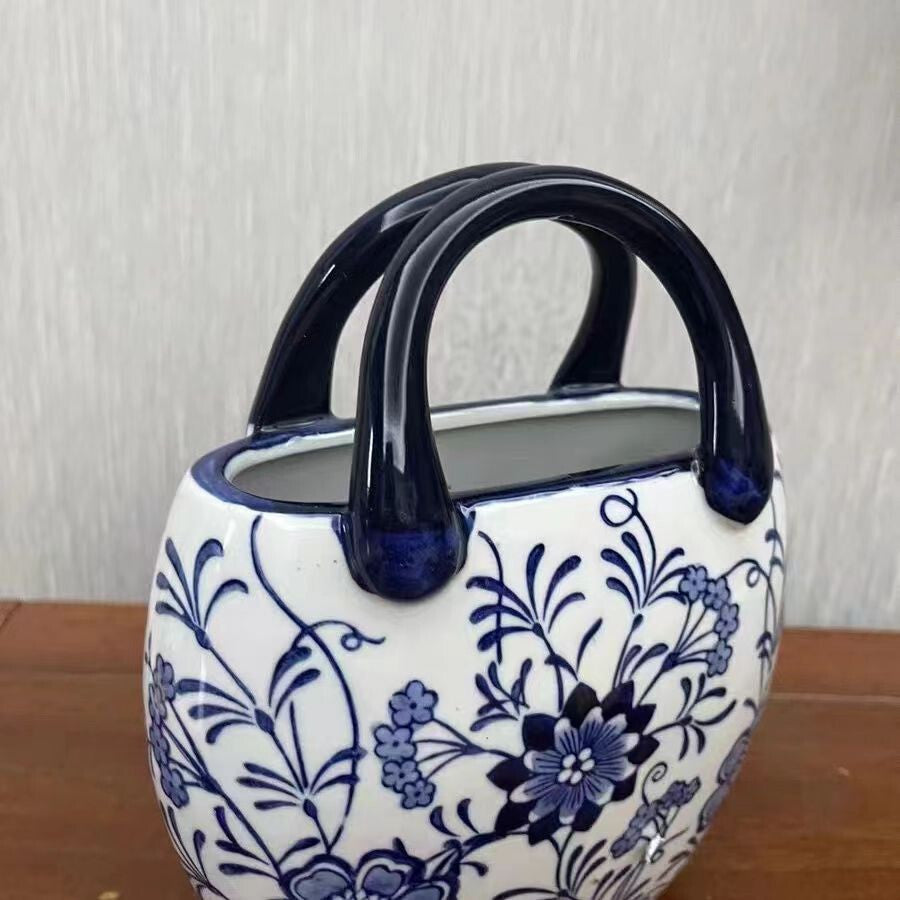 Jingdezhen Exquisite Blue and White Porcelain Bag Vase Decorative Vase