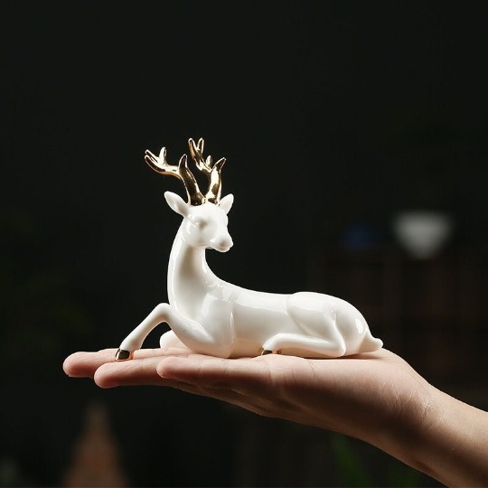 White Deer Ceramic Crafts for Home Decor Elegant Gifts from Girlfriend