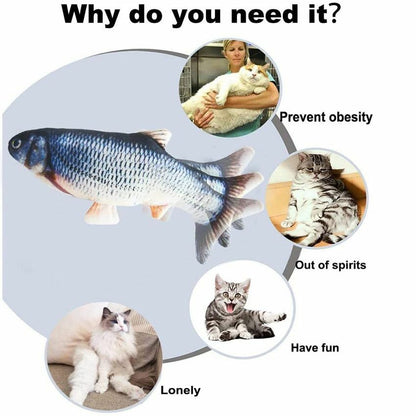 Electric Cat Toy Fish USB Charger Interactive Realistic Pet Chew Bite Floppy 30