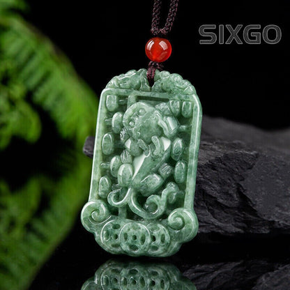 Real Grade A Natural Green Jade Jadeite Men Women Ruyi Pixiu Pendant 13.5g