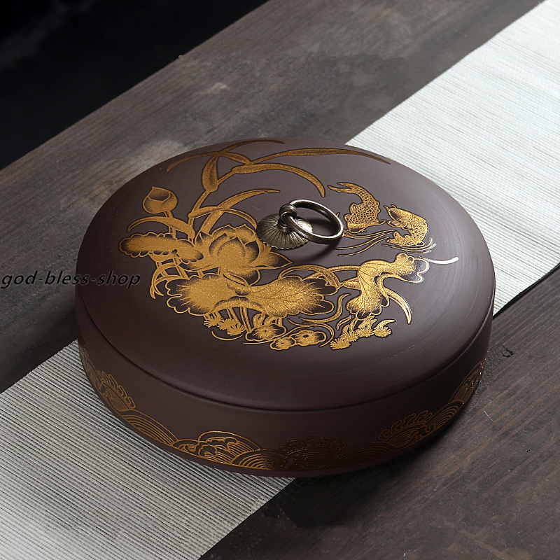 Chinese Yixing Zisha Purple Clay Tea Caddy Sealed Canister For Pu'er Loose Tea