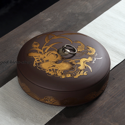 Chinese Yixing Zisha Purple Clay Tea Caddy Sealed Canister For Pu'er Loose Tea
