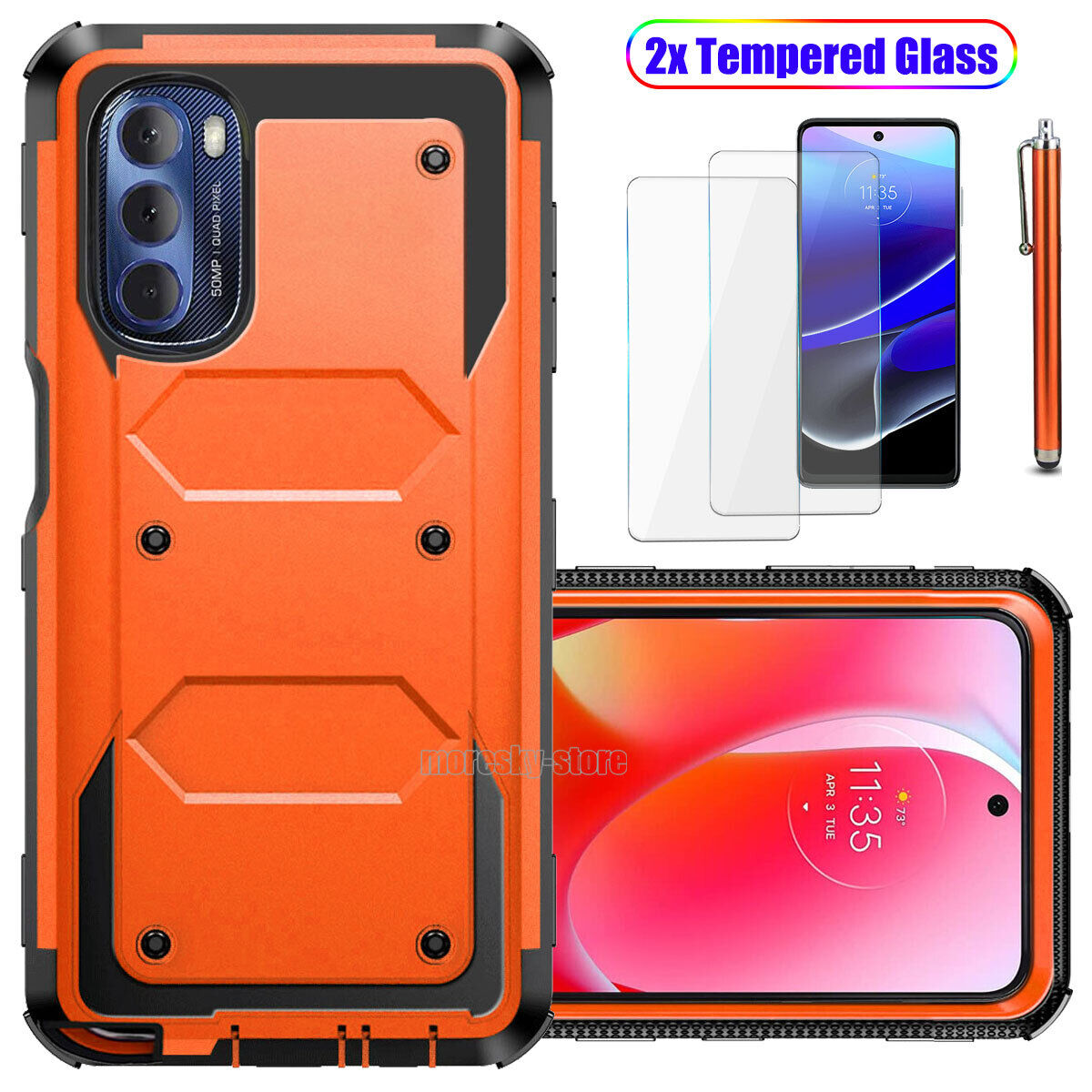 For Moto G Stylus (2022) Case Slim Shockproof Cover + Tempered Screen Protector