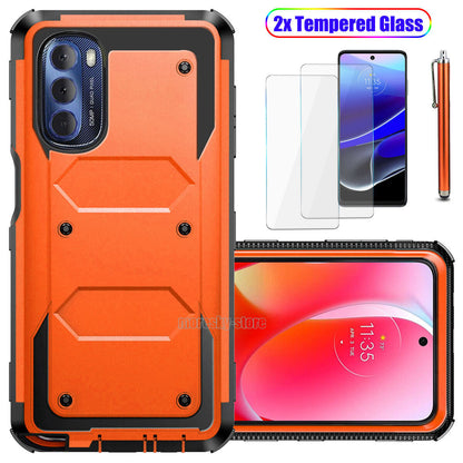 For Moto G Stylus (2022) Case Slim Shockproof Cover + Tempered Screen Protector