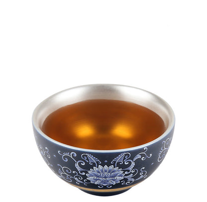 3" Chinese Jingdezhen Silver Cup Handmade Porcelain Cup of Tea Cups Home Collect