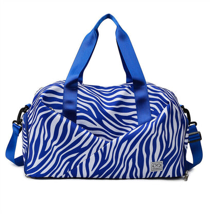 Zebra-stripe Travel Bag Folding Travel Luggage Duffle Shoulder Bags Women Sports