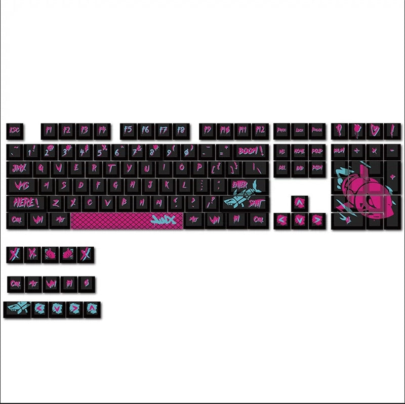 New Game League of Legends Jinx Theme Keycaps for Mechanical Keyboard 108 Keys