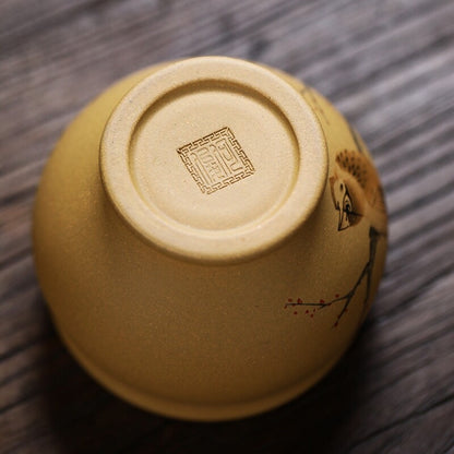 One Cup Handmade Tea Cup Real Yixing Zisha Duan Clay Marked Bird Handpainted Cup
