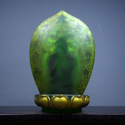 Vintage Old Liuli Buddha, Hand-Painted Gilded, Qianlong Mark, 13.5cm