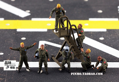 1/72 7Pcs/Set NATO Air Force Ground Service 7-man model with ladder+pilot